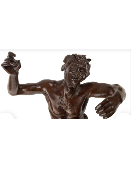Estatua de bronce patinado: Reproducción del Sátiro de Rivalta según Giambologna