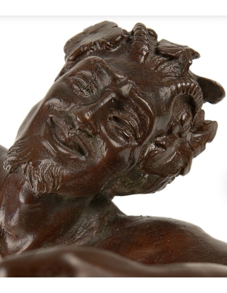 Estatua de bronce patinado: Reproducción del Sátiro de Rivalta según Giambologna