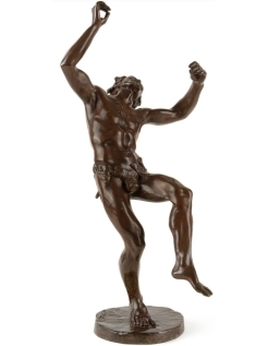 Statue en Bronze patiné: Reproduction du Satyre de...