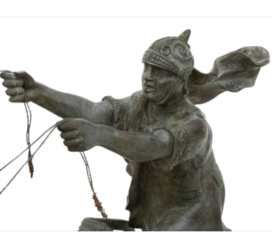 Patinated Bronze Sculpture of a Two-Horse Roman...