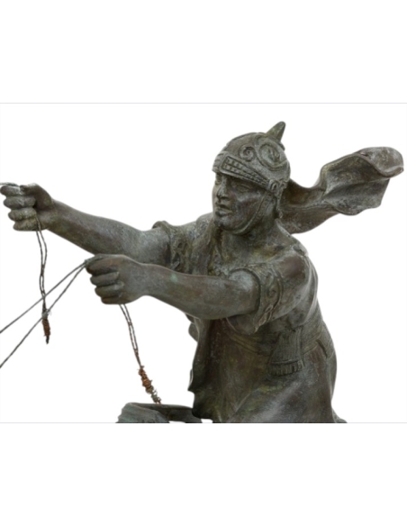 Patinated Bronze Sculpture of a Two-Horse Roman Chariot