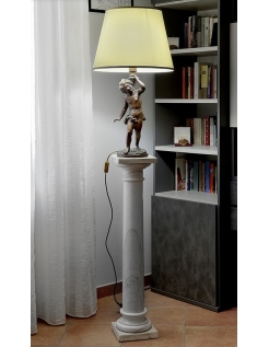 Patinated Bronze Table Lamp - Elegant Putto Sculpture