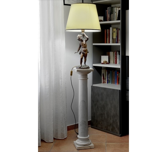 Patinated Bronze Table Lamp - Elegant Putto Sculpture