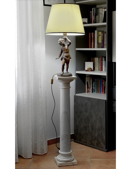 Patinated Bronze Table Lamp - Elegant Putto Sculpture