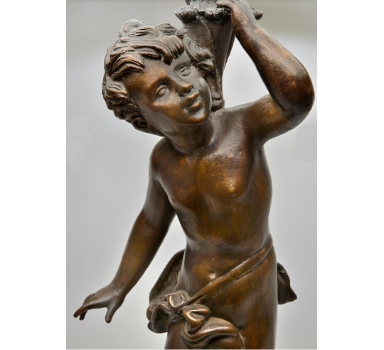 Lampe de Table en Bronze Patiné - Sculpture de...