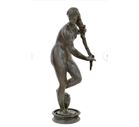 Bronze Statue: Young Woman Emerging from the Bath after Jean de Boulogne