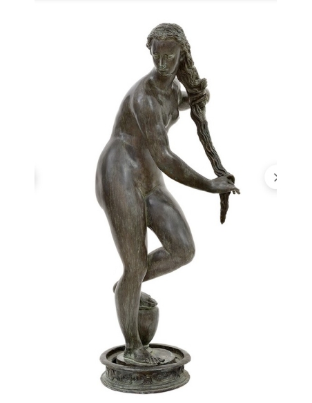 Estatua de Bronce: Joven Mujer Saliendo del Baño según Jean de Boulogne