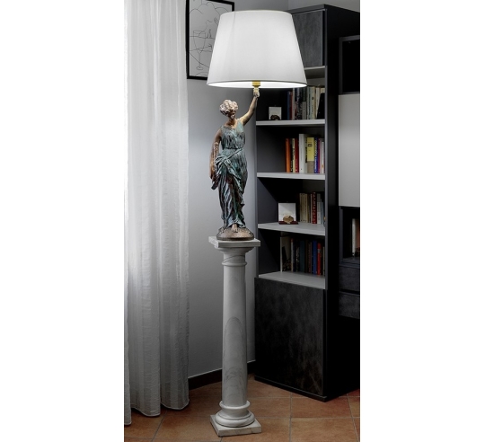 Patinated Bronze Table Lamp - Sculpture of...