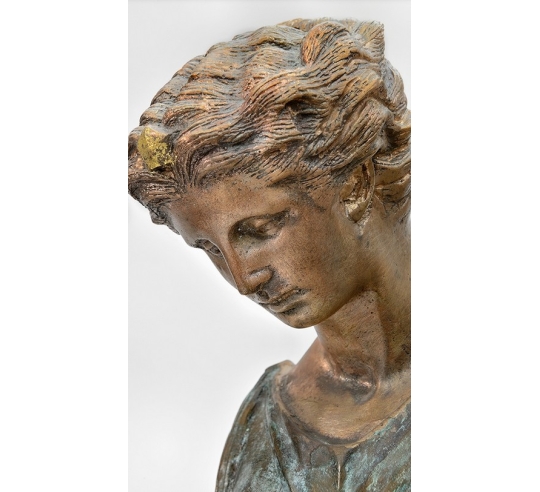 Lámpara de Mesa de Bronce Patinado - Escultura...