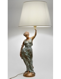 Lampe de Table en Bronze Patiné - Sculpture de Columbia,...