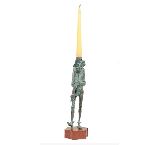 Patinated Bronze Candle Holder - Legend of the Pied Piper of Hamelin