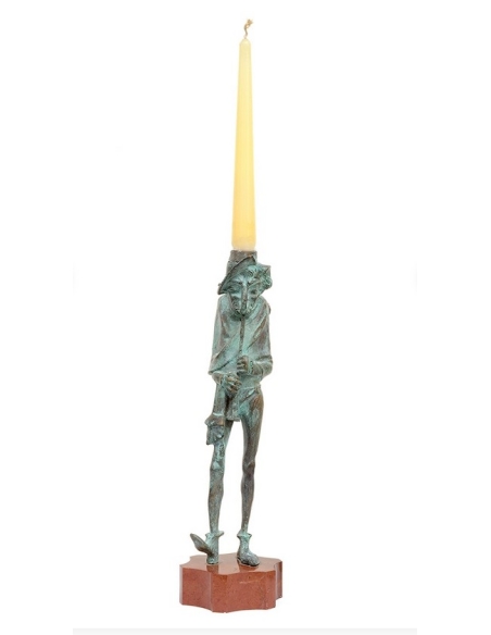 Patinated Bronze Candle Holder - Legend of the Pied Piper of Hamelin