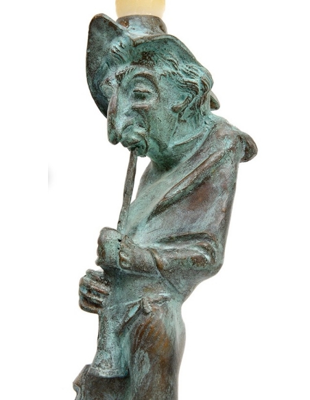 Portavelas de Bronce Patinado - Leyenda del Flautista de Hamelin