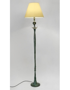 Patinated bronze floor lamp with lampshade:...
