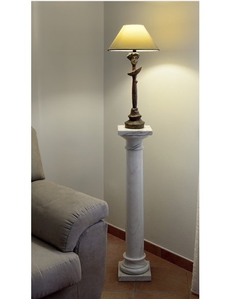 Lámpara de mesa de bronce patinado estilo Giacometti con pantalla