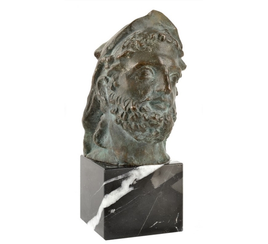 Cabeza de Augusto en bronce patinado sobre base...