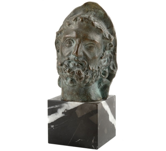 Patinated Bronze Head of Augustus on Marble Base – Decorative Sculpture