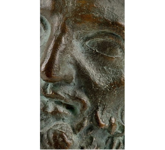 Cabeza de Augusto en bronce patinado sobre base...