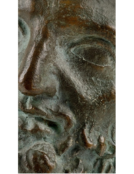 Cabeza de Augusto en bronce patinado sobre base de mármol – Escultura decorativa