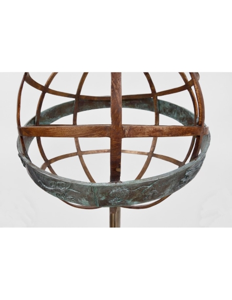Patinated Bronze Armillary Sphere with All Zodiac Signs