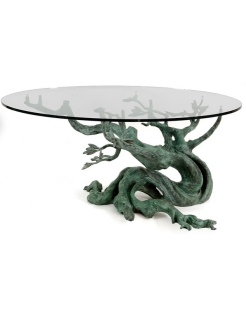 Patinated Bronze Coffee Table with Twisted Olive...