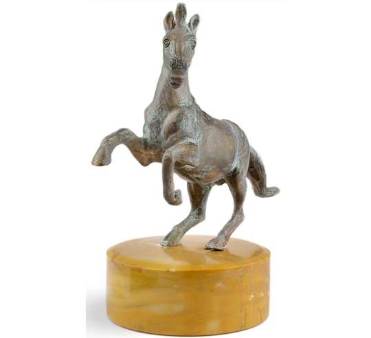 Patinated Bronze Sculpture: Rearing Horse, Symbol of Freedom