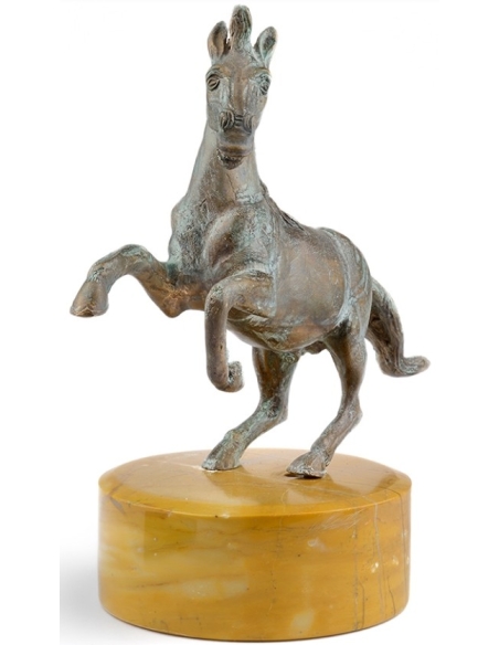 Patinated Bronze Sculpture: Rearing Horse, Symbol of Freedom