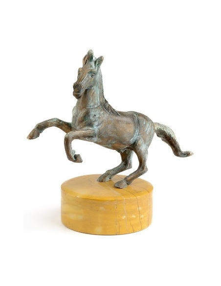 Patinated Bronze Sculpture: Rearing Horse, Symbol of Freedom