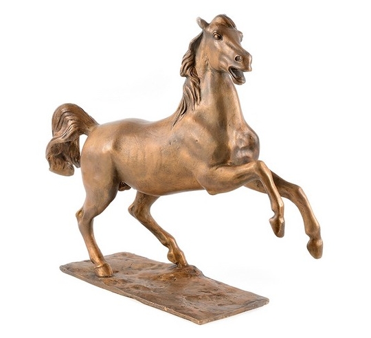 Patinated Bronze Sculpture: Rearing Horse, Symbol of Strength and Pride