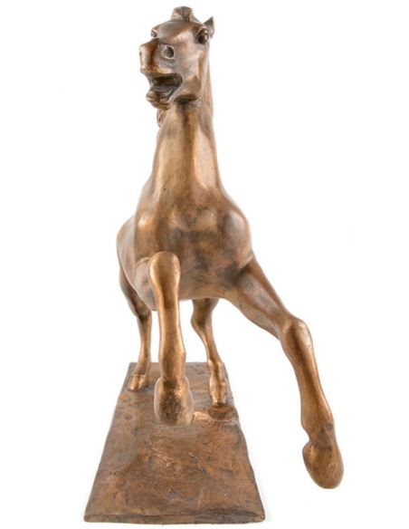 Escultura en Bronce Patinado: Caballo Recio, Símbolo de Fuerza y Orgullo