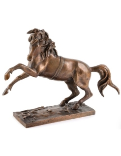 Escultura en Bronce Patinado: Caballo Recio y Serpiente -...
