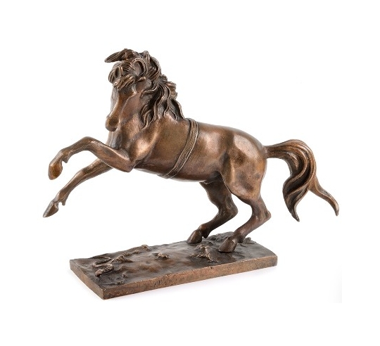 Escultura en Bronce Patinado: Caballo Recio y Serpiente - Inspirada en Jean de Boulogne