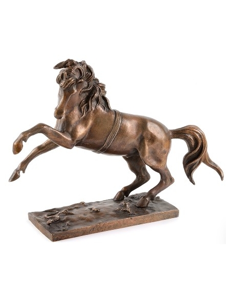 Escultura en Bronce Patinado: Caballo Recio y Serpiente - Inspirada en Jean de Boulogne