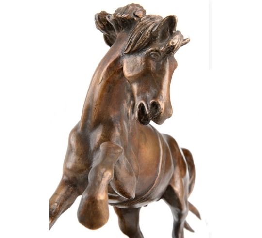 Patinated Bronze Sculpture: Rearing Horse and...