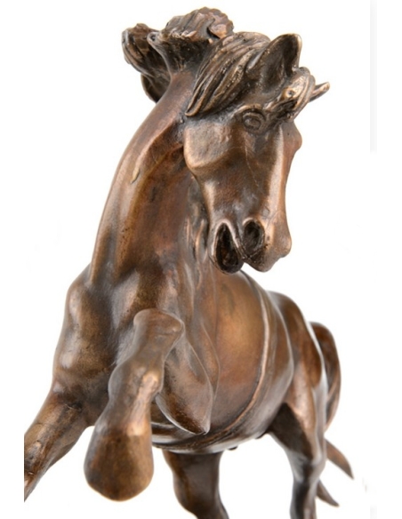 Sculpture en Bronze Patiné : Cheval Cabré et Serpent - Inspirée par Jean de Boulogne