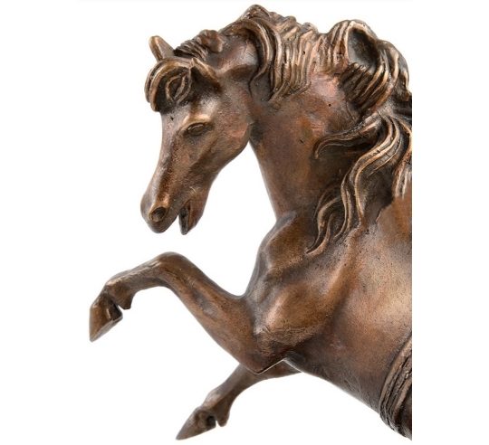 Patinated Bronze Sculpture: Rearing Horse and...