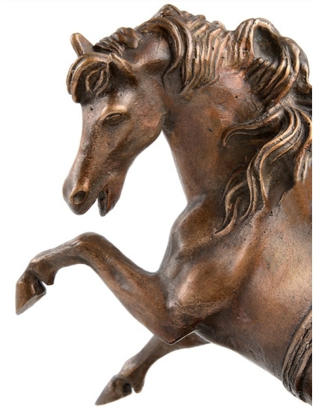 Sculpture en Bronze Patiné : Cheval Cabré et Serpent - Inspirée par Jean de Boulogne