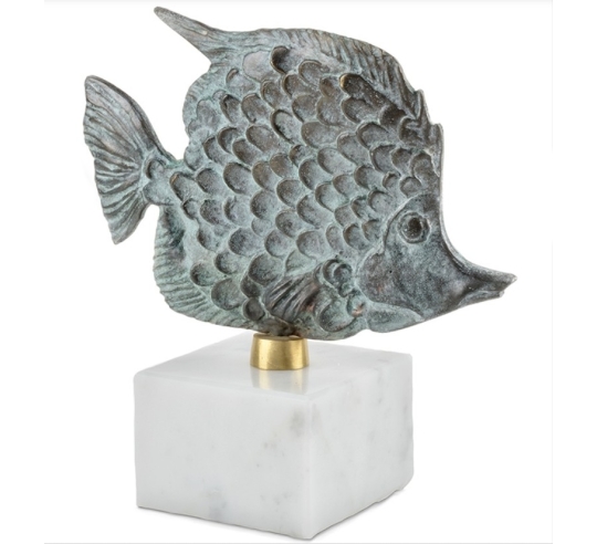 Escultura Artística en Bronce Patinado: Pez Tropical Deslumbrante