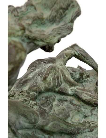 Sculpture en Bronze Patiné - Caïn et Abel