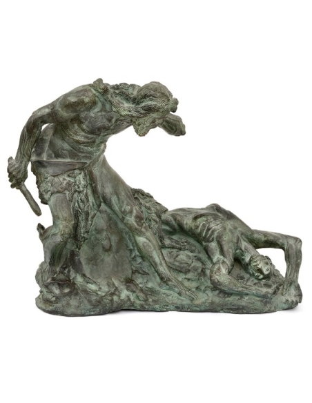 Sculpture en Bronze Patiné - Caïn et Abel