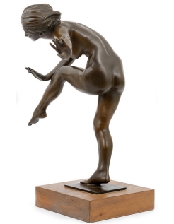 Estatua en bronce patinado - Bailarina desnuda en estilo...