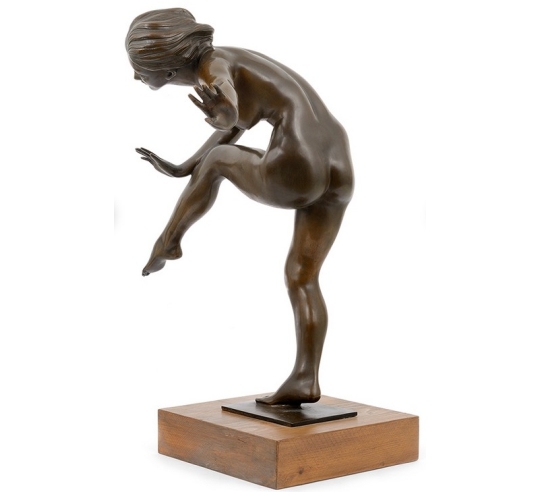 Estatua en bronce patinado - Bailarina desnuda en estilo Art Déco