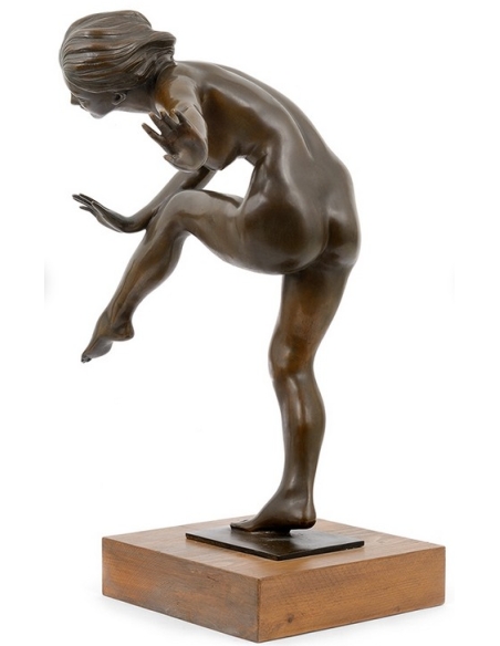 Patinated Bronze Statue - Nude Dancer in Art Deco Style