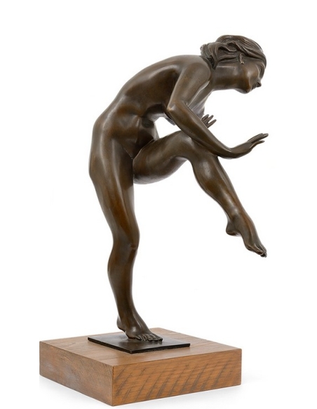 Estatua en bronce patinado - Bailarina desnuda en estilo Art Déco