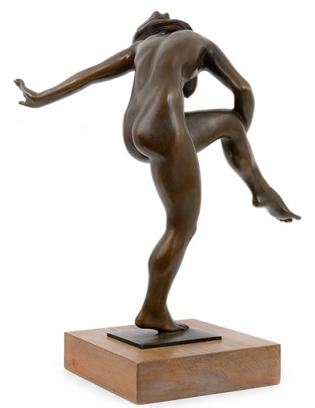 Patinated Bronze Statue - Nude Dancer in Art Deco Style