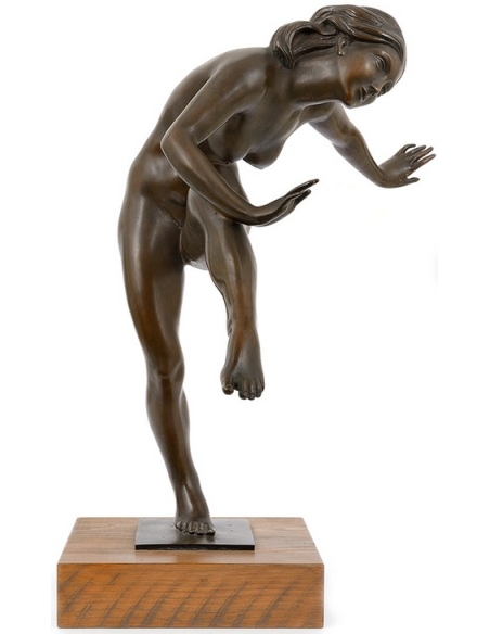Patinated Bronze Statue - Nude Dancer in Art Deco Style