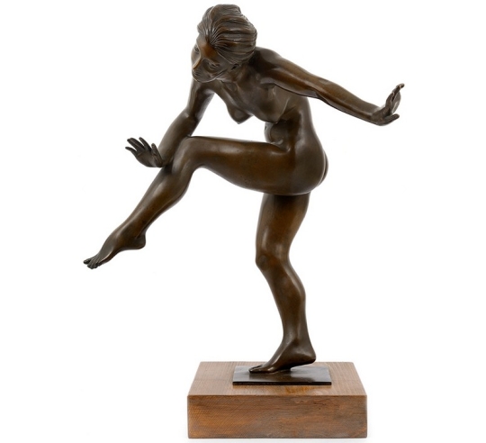 Statue en bronze patiné - Danseuse nue style...