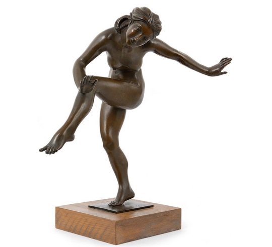 Patinated Bronze Statue - Nude Dancer in Art...