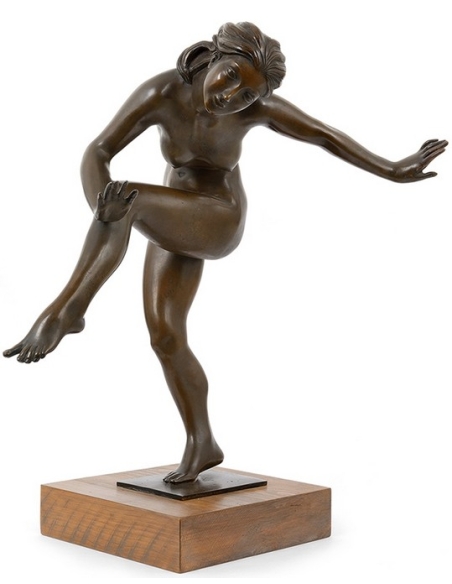 Patinated Bronze Statue - Nude Dancer in Art Deco Style
