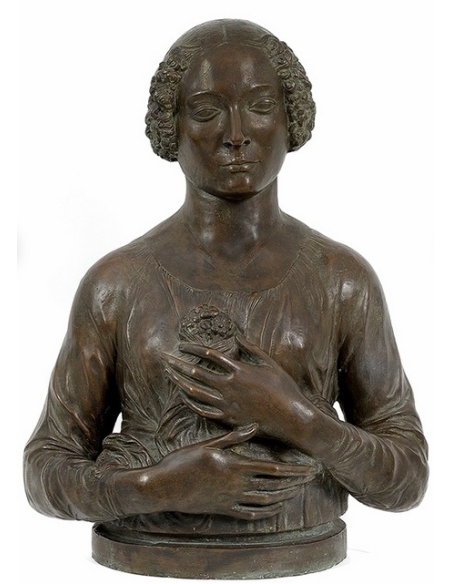 Estatua en Bronce Patinado: Dama con Ramo de Flores según Verrocchio